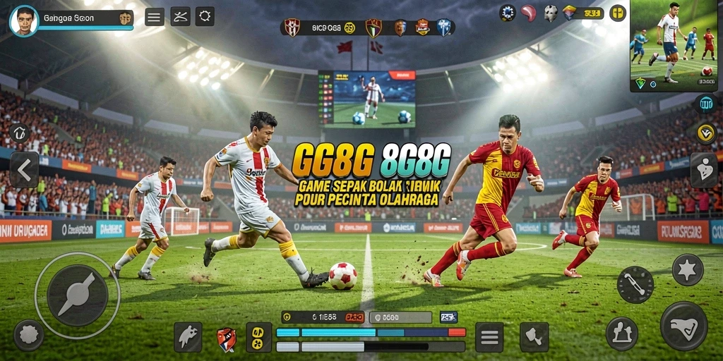 Gameplay menarik dari 8G8G menampilkan aksi sepak bola yang mendebarkan.