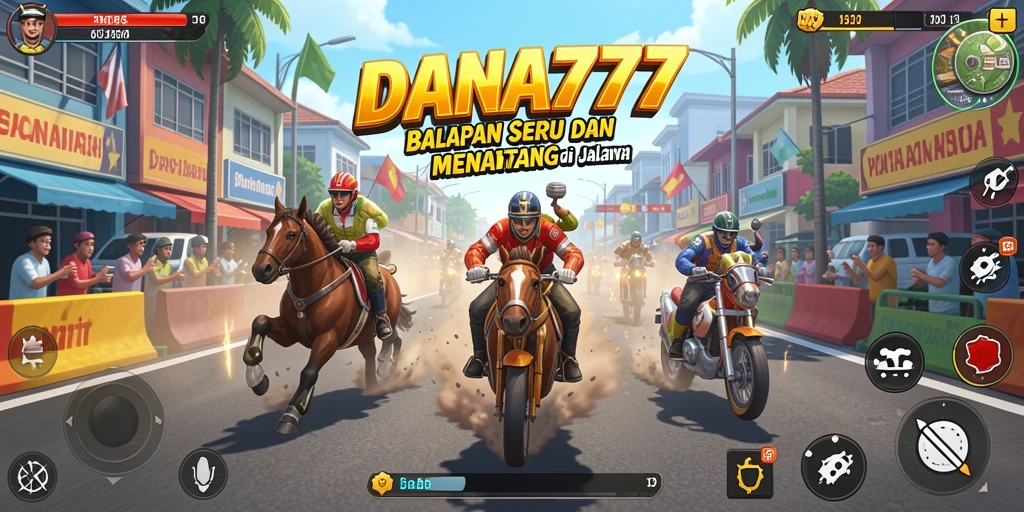 Tampilan gameplay DANA777 yang menampilkan balapan mendebarkan di jalanan.