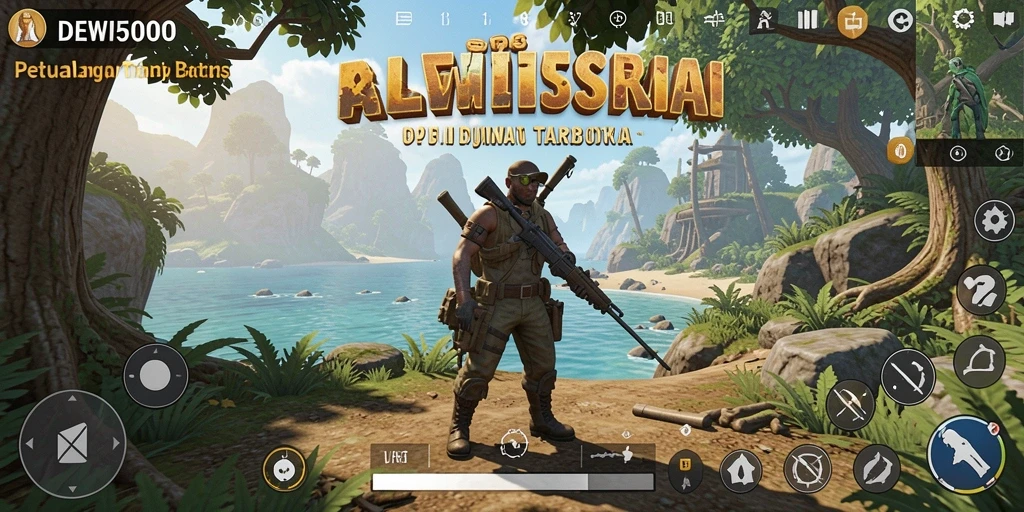Screenshot gameplay DEWI5000 menampilkan dunia terbuka yang luas dan beragam.