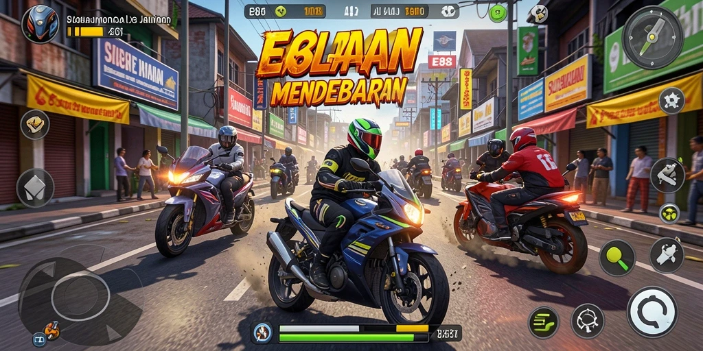 Tampilan gameplay Racing E88 yang menegangkan dan penuh aksi.