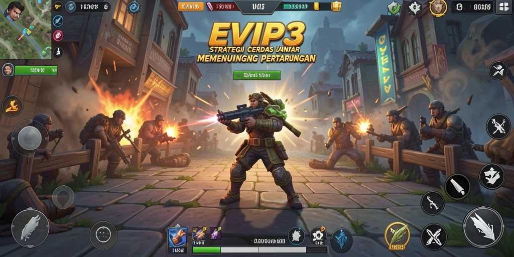 Tampilan gameplay utama EVIP3 yang menampilkan aksi strategis yang mendebarkan.