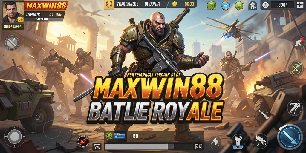 Tampilan gameplay seru di MAXWIN88 dengan aksi Battle Royale yang intens.