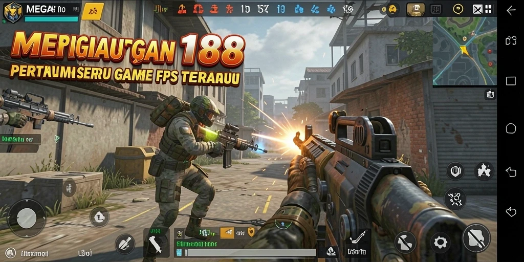 Screenshot menunjukkan aksi intens gameplay FPS di MEGA188.