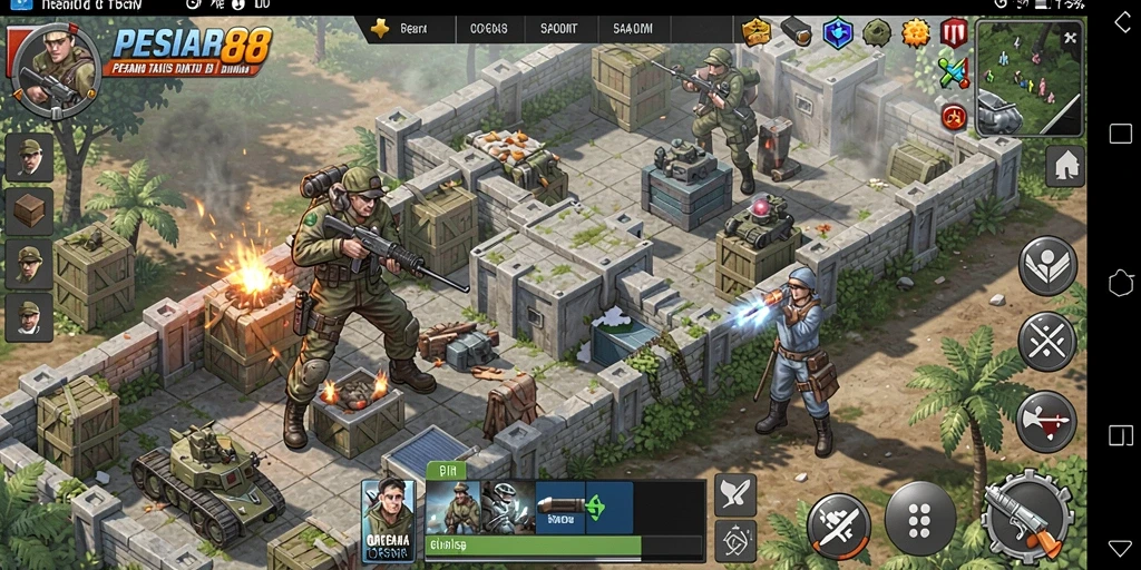 Screenshot gameplay Tower Defense PESIAR88 yang menegangkan dan penuh strategi.
