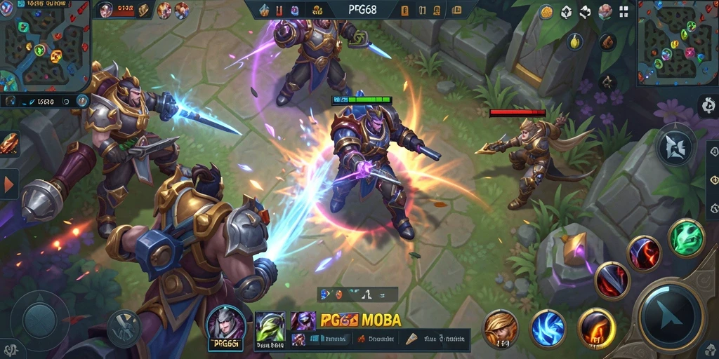 Tampilan gameplay PGG68 yang menegangkan dalam pertempuran MOBA.