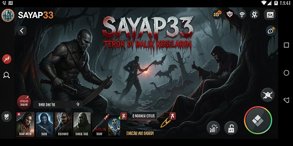 Screenshot gameplay SAYAP33 yang menampilkan suasana horror yang mencekam.