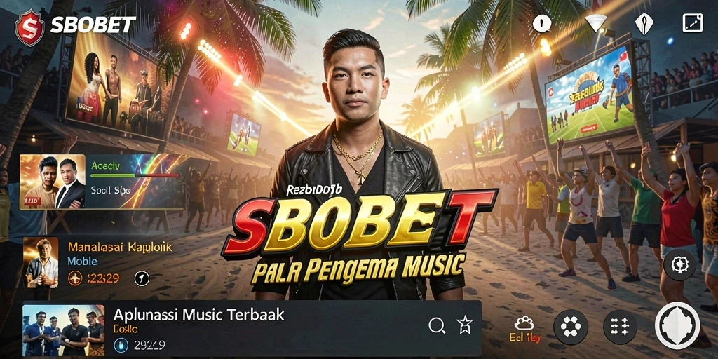 Tampilan gameplay SBOBET dengan berbagai genre musik.