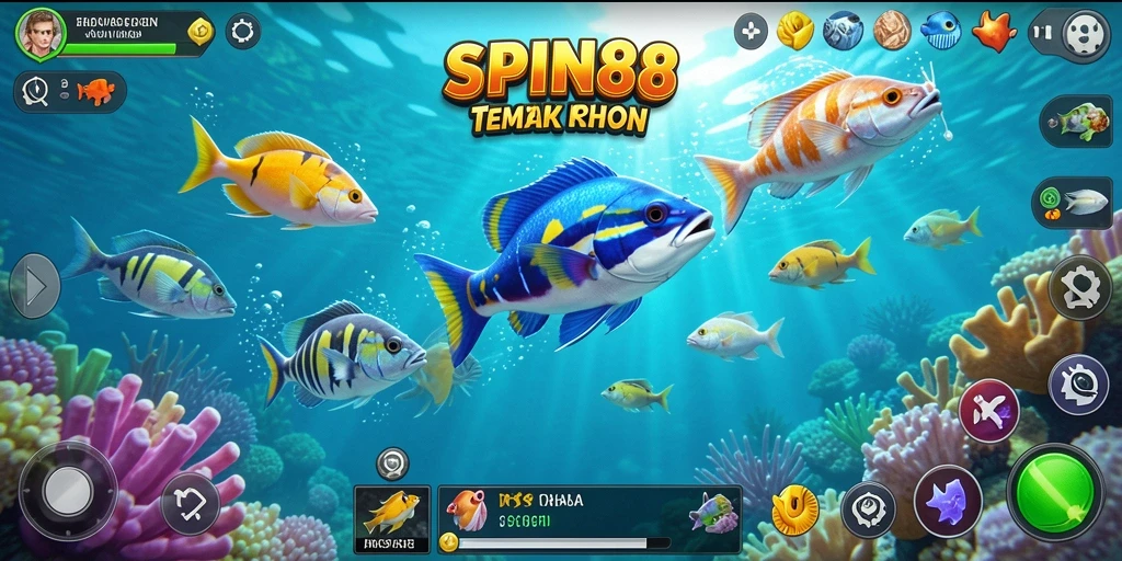 Screenshot menunjukkan momen seru dalam gameplay Tembak Ikan.